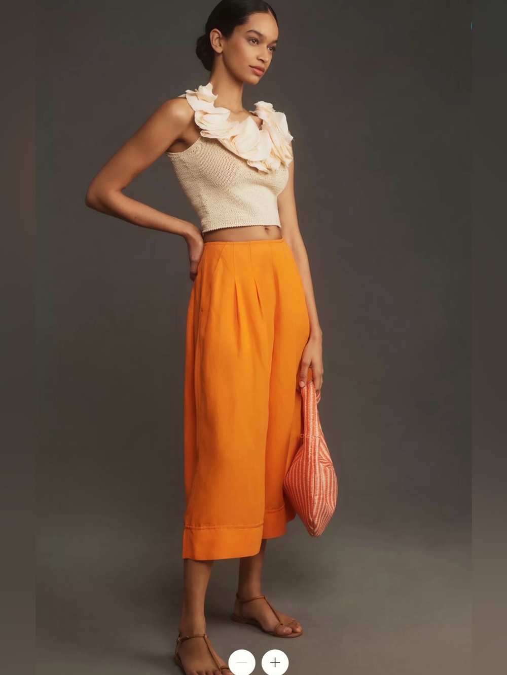 Anthropologie Maeve Linen Blend Pleat-Front Wide-Leg Culottes Size 4